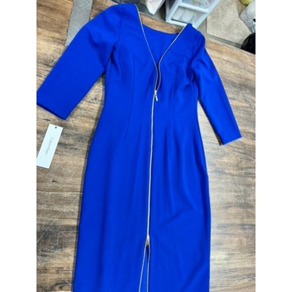 NWT!!! "Calvin Klein" Full Front Zip Dress, Sexy, Office, Cocktail, Size 4 - Picture 4 of 11
